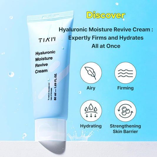 Tia'M Tiam Hyaluronic Moisture Revive Cream, Facial Moisturizer For Dry, Dehydrated Skin, 1.7 Fl.Oz