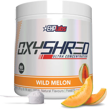 Ehp Labs Oxyshred Pre Workout Powder & Shredding Supplement - Preworkout Powder With L Glutamine & Acetyl L Carnitine, Energy Boost Drink - Wild Melon, 60 Servings