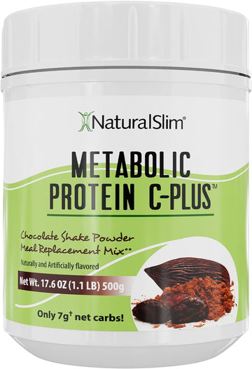 NaturalSlim Chocolate Metabolic C-Plus Meal Replacement Protein Powder - Low Carb Protein Shake with Immune Support Fortified with Vitamin C, Zinc & Amino Acid - 10 Servings 17.6 oz