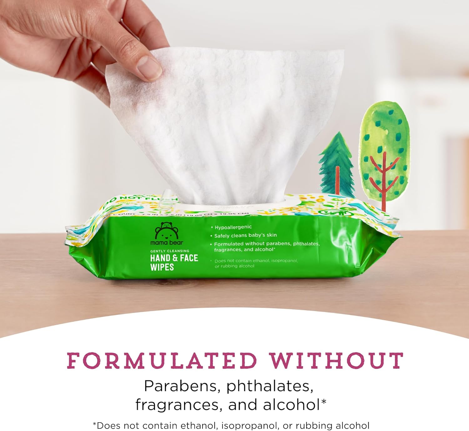 Amazon Brand - Mama Bear Baby Hand & Face Wipes, Unscented, 180 Count (9 Packs Of 20)