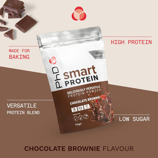 Phd Smart Protein, Versatile Shake, Ideal For Shakes, Baking And Deserts, Chocolate Brownie Flavour, 17 Servings Per 510 G Bag (Pack Of 2)