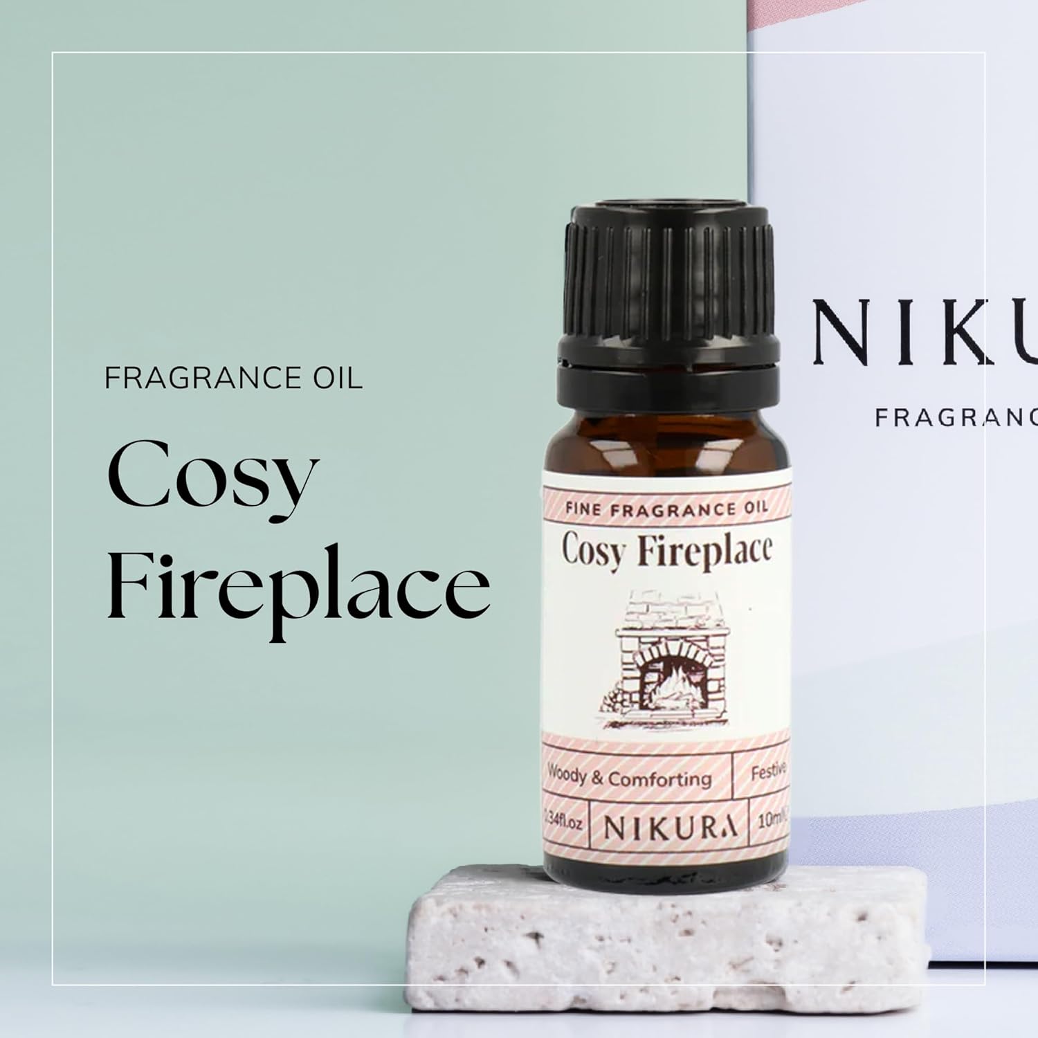 Nikura Cosy Fireplace Fine Fragrance Oil - 10ml | Perfect for Soap Making, Candle Making, Wax Melts, Diffuser, Burner | Great for use in Bath Bombs, Perfume Oil, Perfume Scents | Vegan & UK Made : Amazon.co.uk: Health & Personal Care