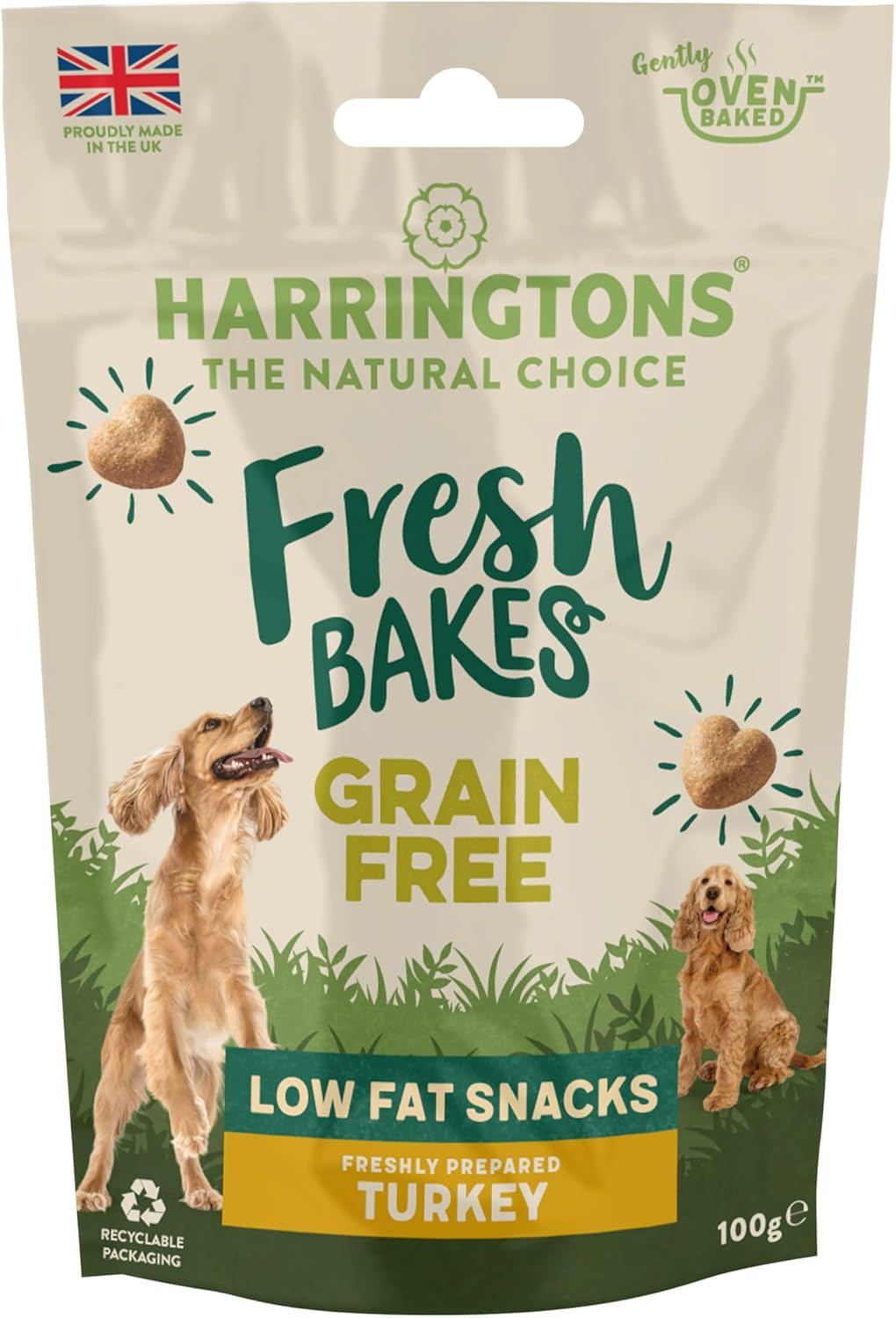 Harringtons Fresh Bakes Grain Free Low Fat Lean Turkey Dog Treats 100g (Pack of 8) - Gently Oven Baked?HARRLT-C100