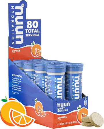 Nuun Sport Electrolyte Tablets For Proactive Hydration, Orange, 8 Pack (80 Servings)