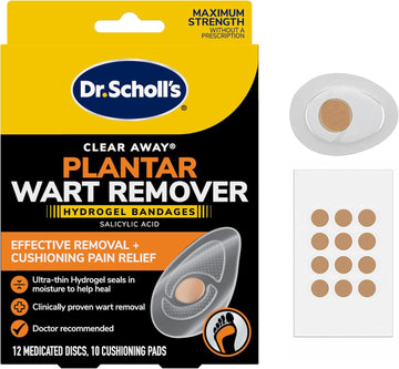 Dr. Scholl'S Clear Away Plantar Wart Remover Hydrogel Bandages For Feet - Clinically Proven Effective Wart Removal And Cushioning Pain Relief, Comfortable Multi-Day Coverage Patches