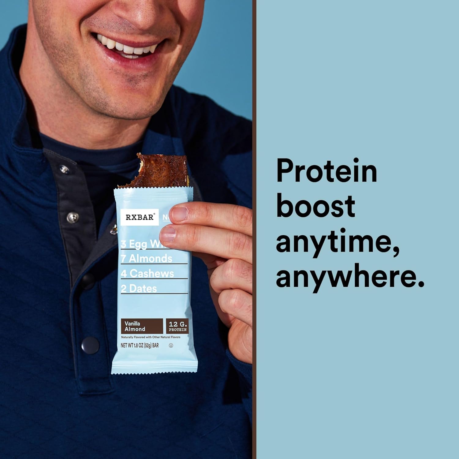 RXBAR Protein Bars, Protein Snack, Snack Bars, Vanilla Almond, 22oz Box (12 Bars)