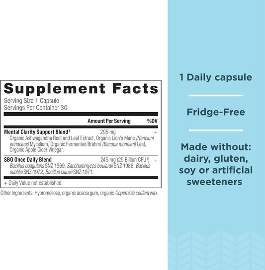 Probiotics For Mental Clarity By Ancient Nutrition, Once Daily Probiotics 30Ct, Helps Promote Mental Clarity And Concentration, Supports Healthy Energy And More Restful Sleep, 25 Billion Cfus