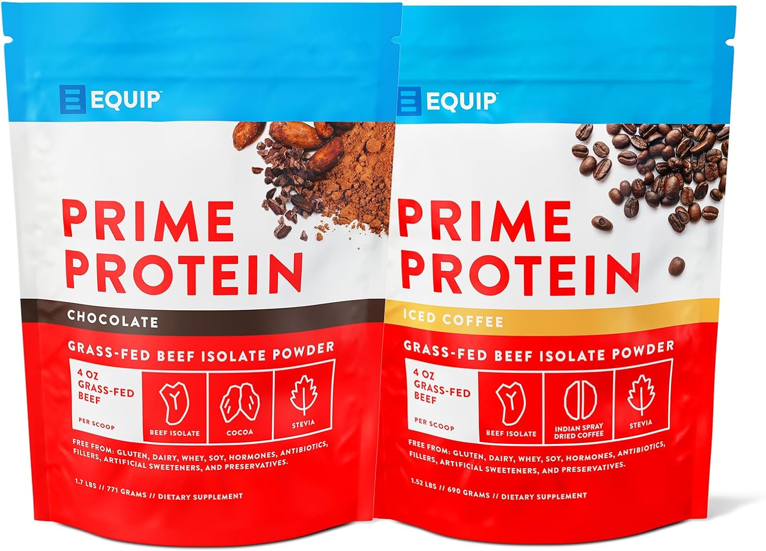 Equip Foods Prime Protein Powder Chocolate & Prime Protein Powder Iced Coffee