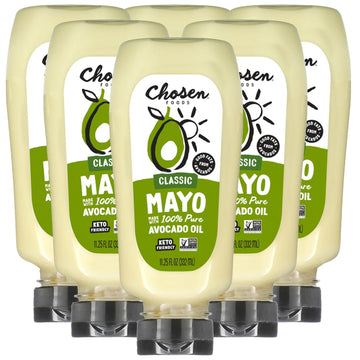 Chosen Foods 100% Avocado Oil-Based Classic Mayonnaise, Gluten & Dairy Free, Low-Carb, Keto & Paleo Diet Friendly, Mayo For Sandwiches, Dressings And Sauces (11.25 Floz 6 Pack)