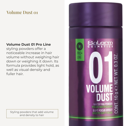 Salerm - Hair Styling Powder - Pro Line Volume Dust 01-10 G - Light Hold - Matte Effect - Adds Extra Volume Without Weighing Down The Hair - Leaves No Residue - Long-Lasting