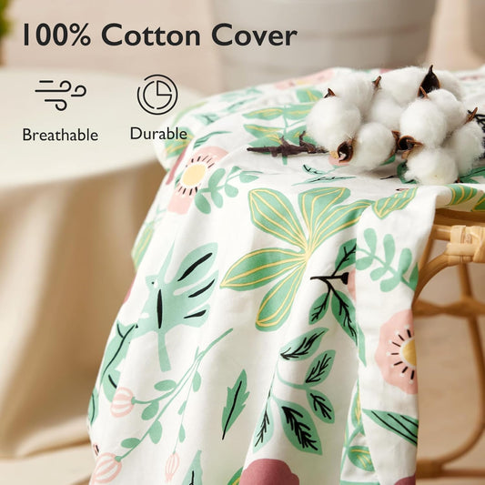 Momcozy Original Plus Size Nursing Pillow Cover, Fits All Breastfeeding Pillows, 100% Cotton Cover With Adjustable Waist Strap,Green Forest, Cover Only