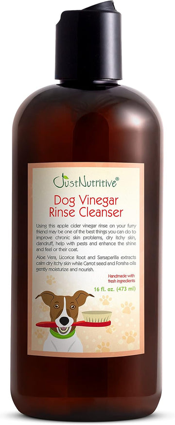 Dog Vinegar Rinse Cleanser | Best Dog Coat And Skin Cleanser | Helps Reduce Itchy And Scratching | Skin Calming | Natural Ingredients | Just Nutritive | 16 Fl Oz