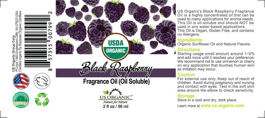 US Organic Black Raspberry Fragrance Oil_Oil Soluble_USDA Certified Organic_for Candle, Soap Making, Shampoo, Conditioner, Body Oil, Body Butter, Craft, DIY Projects, and Small Businesses_2 fl oz