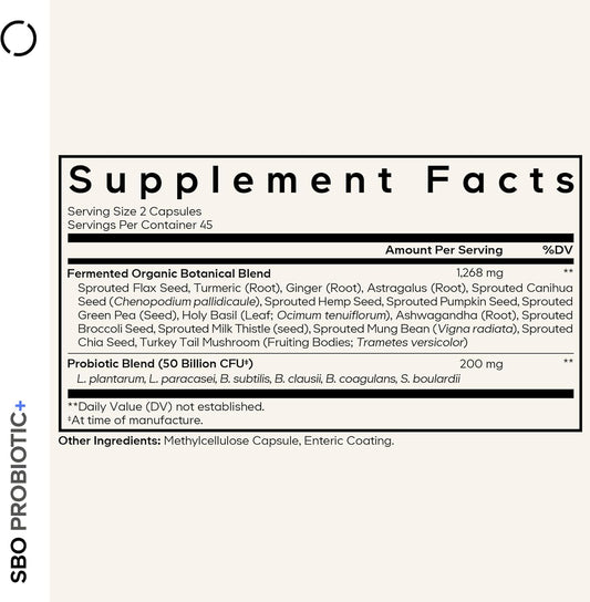 Codeage Sbo Probiotics, 50 Billion Cfus Per Serving, Multi Strain Soil Based Organisms Blend And Organic Fermented Botanical Blend, Shelf-Stable, 90 Capsules