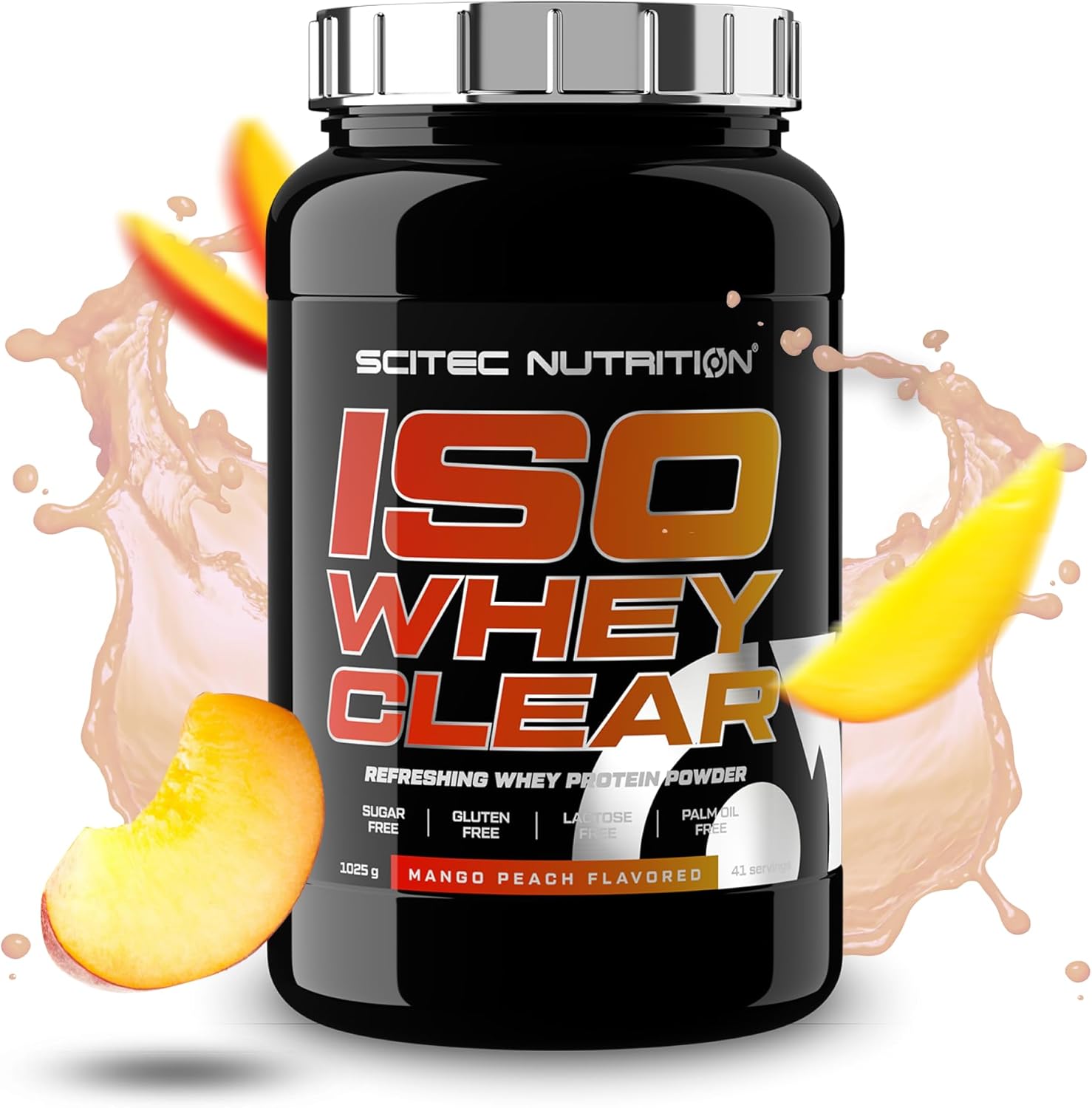 Scitec Nutrition Iso Whey Clear – Refreshing Protein Drink – Sugar-Free – Lactose-Free – Gluten-Free – Palm Oil-Free, 1025 G, Mango-Peach