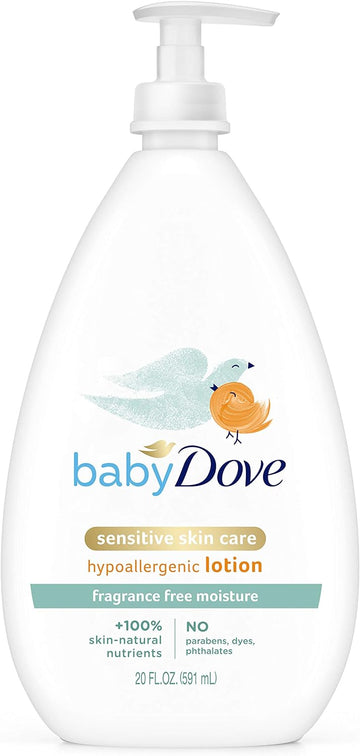 Baby Dove Face and Body Lotion for Sensitive Skin Sensitive Moisture Fragrance-Free Baby Lotion 20 oz