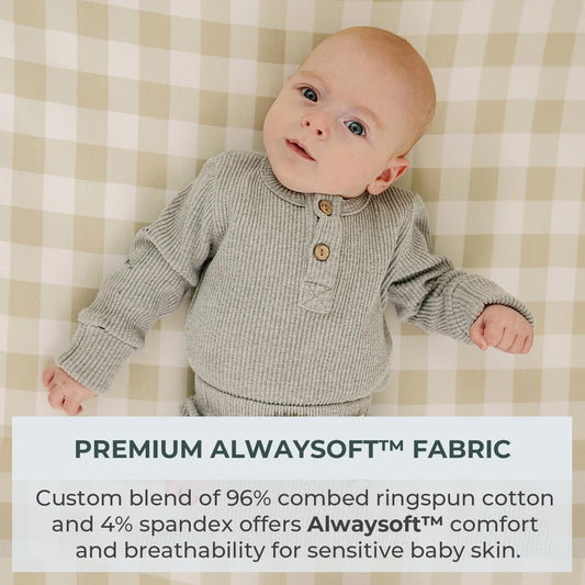 Pobibaby - 2 Pack Premium Fitted Baby Boy Crib Sheets For Standard Crib Mattress - Ultra-Soft Jersey Knit, Safe And Snug, And Stylish Ocean Crib Sheet (Gingham Khaki)