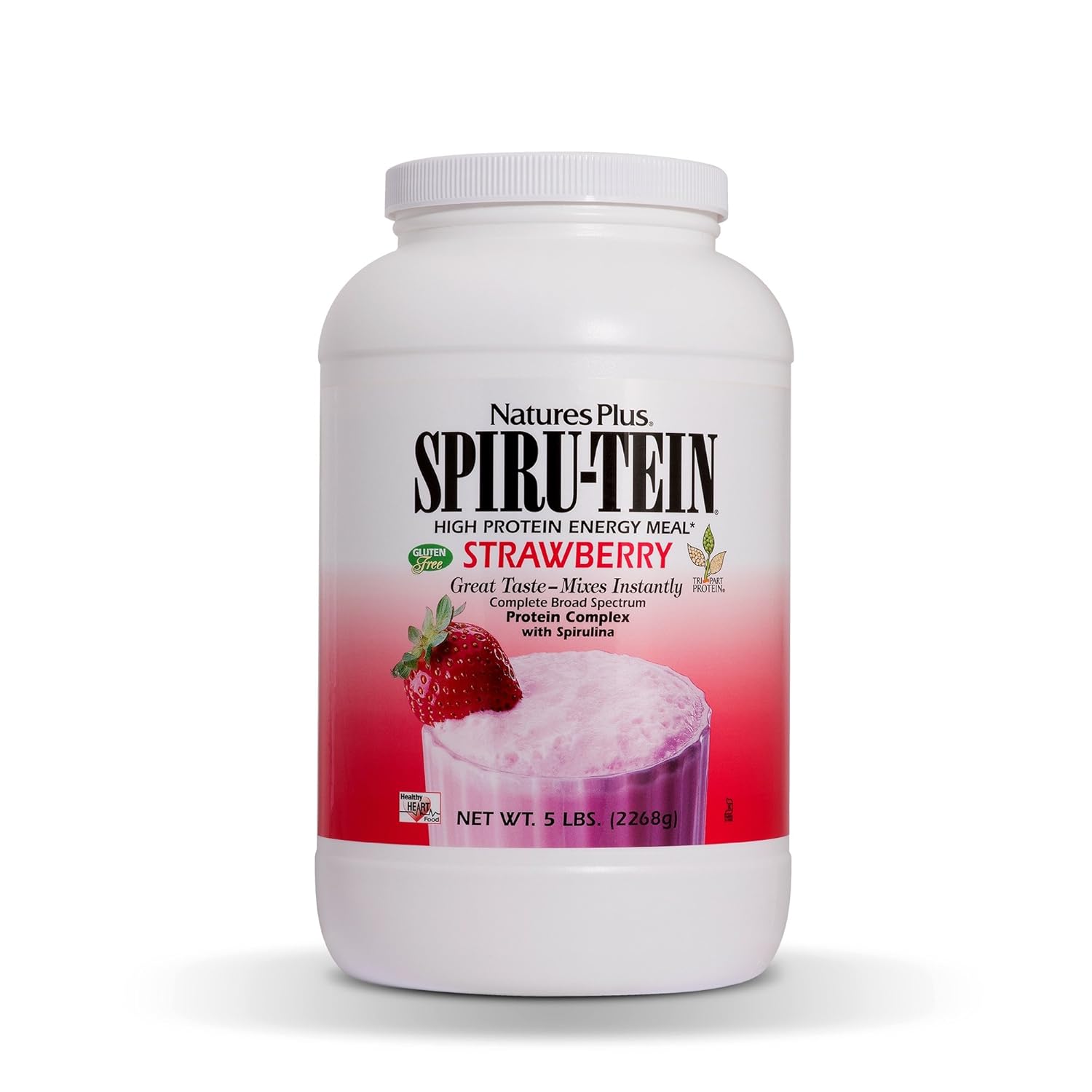 Naturesplus Spiru-Tein Shake - Strawberry - 5 Lbs, Spirulina Protein Powder - Plant Based Meal Replacement, Vitamins & Minerals For Energy - Vegetarian, Gluten-Free - 67 Servings