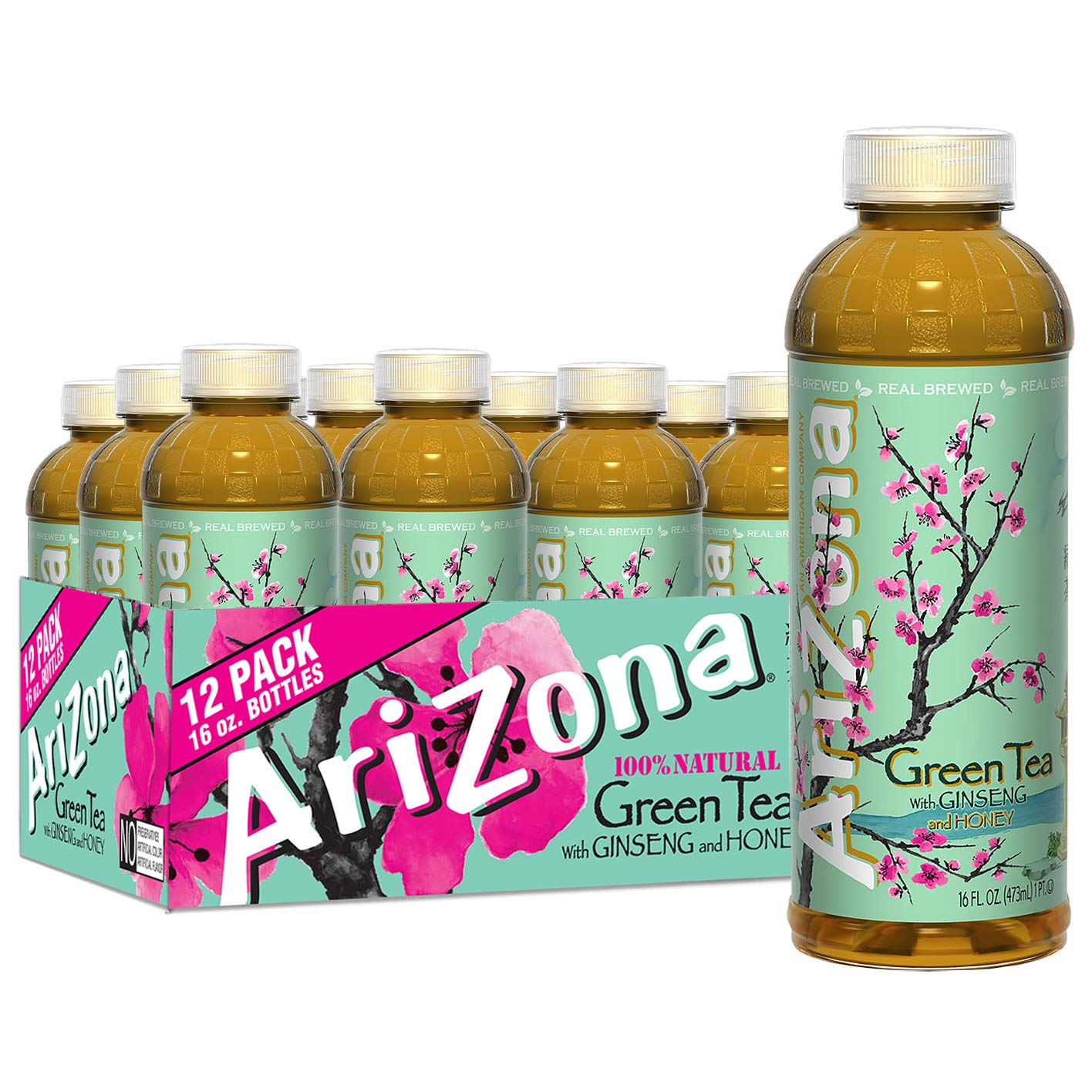 Arizona Green Tea With Ginseng And Honey - 16 Fl Oz (Pack Of 12)