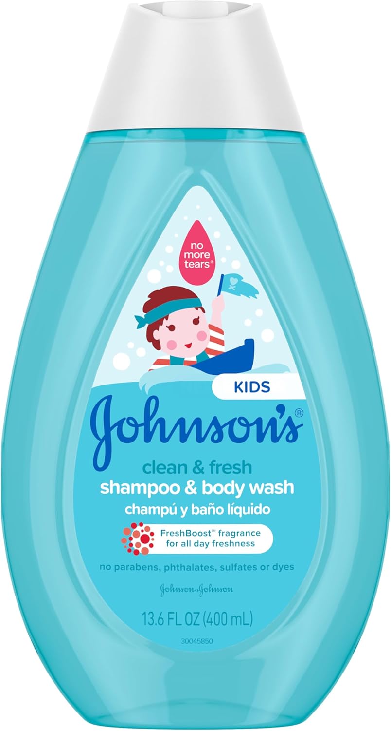 Johnson'S Kids Clean & Fresh Children'S Shampoo & Body Wash, Tear-Free, Paraben-, Sulfate- & Dye-Free, Hypoallergenic & Gentle On Toddlers' & Kids' Developing Hair, Freshboost Scent, 13.6 Fl. Oz
