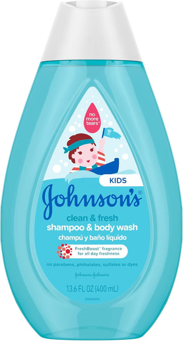Johnson'S Kids Clean & Fresh Children'S Shampoo & Body Wash, Tear-Free, Paraben-, Sulfate- & Dye-Free, Hypoallergenic & Gentle On Toddlers' & Kids' Developing Hair, Freshboost Scent, 13.6 Fl. Oz