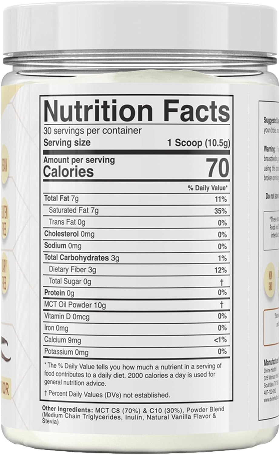 Keto Zone® MCT Oil Powder | French Vanilla | 315 G | 30 Day Supply | Dr. Colbert's Keto Zone Diet Book | Coffee Creamer | 70% C8 30% C10 | 0 Net Carbs