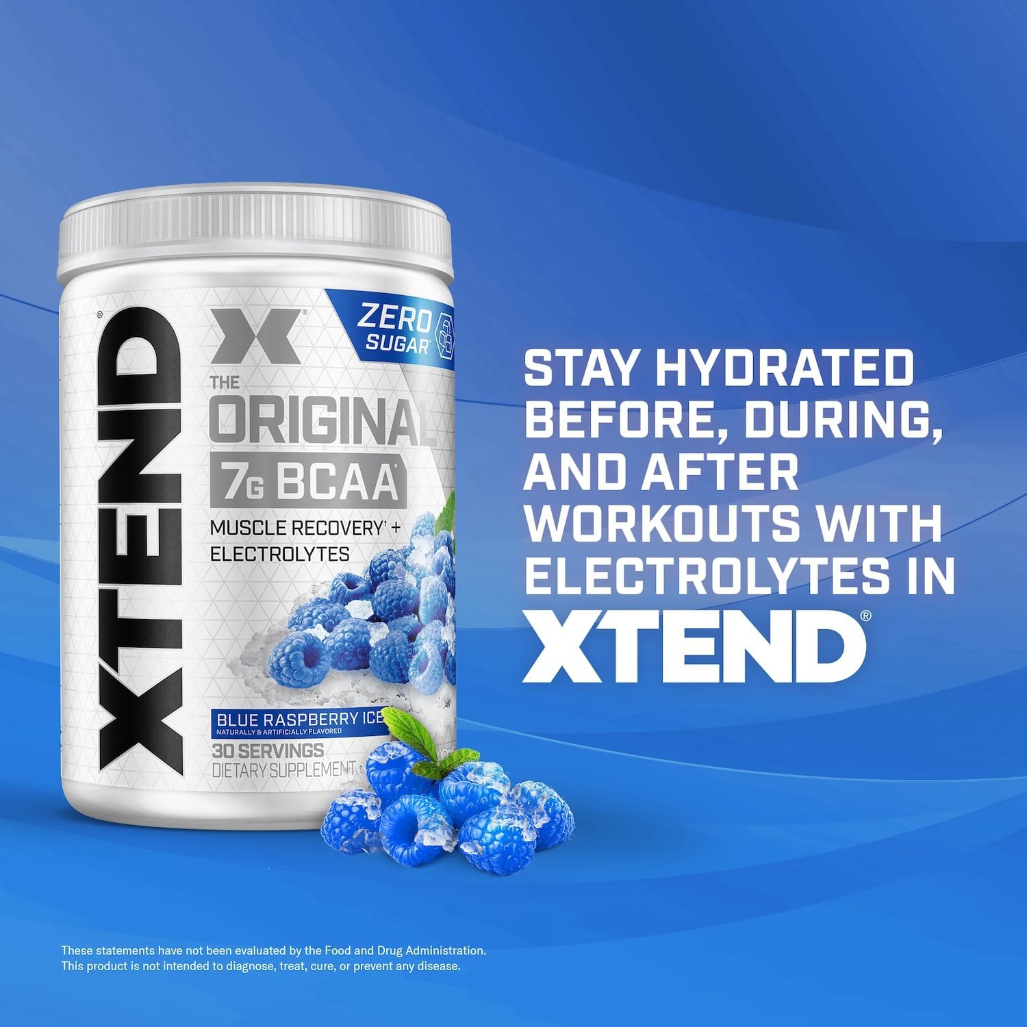 Xtend Original BCAA Powder Blue Raspberry Ice, Sugar Free Post Workout Muscle Recovery Drink with Amino Acids for Men & Women : Health & Household