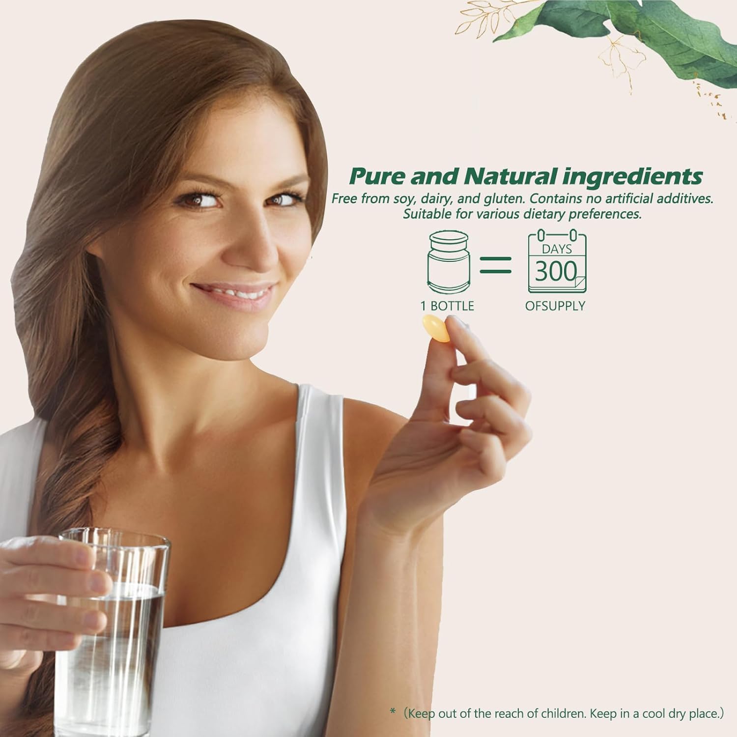 Vitamin D3 K2 Supplement Softgel, 2-In-1 10000 Iu Vit D3 + 200 Mcg Vitamin K2, Free Of Gmo, Gluten, Soy, Aiding In Calcium Absorption, 300 Pcs (300 Pcs)