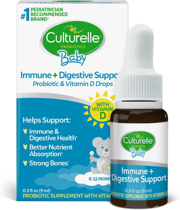 Culturelle Baby Probiotic Drops + Vitamin D, Immune & Digestive Health Support For Babies, Infants & Newborns 0-12 Months, 30 Day Supply, Gluten Free & Non-Gmo, 9Ml