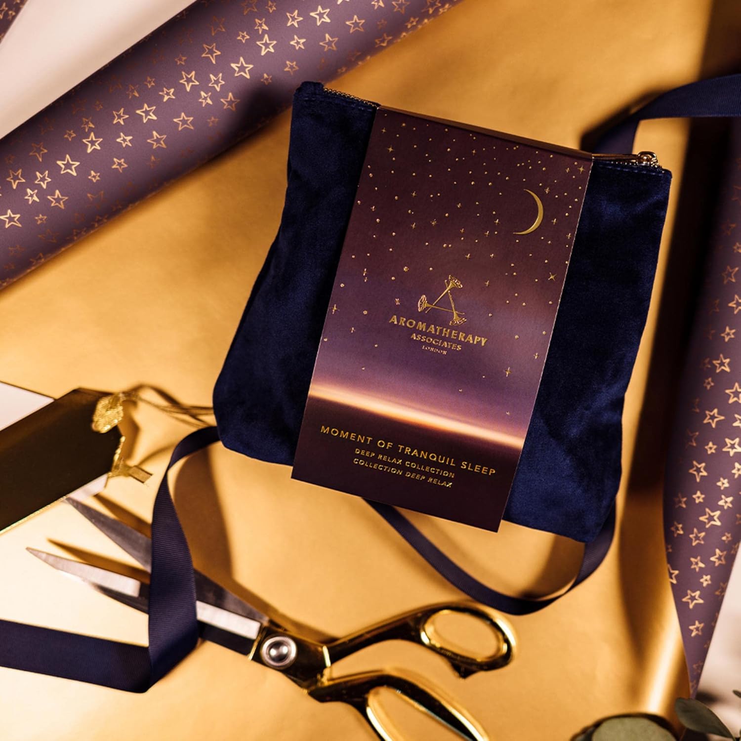 Aromatherapy Associates Moment Of Tranquil Sleep. Luxurious Holiday Gift Set Includes Deep Relax Bath & Shower Oil, Sleep Mist, Candle Votive, Eye Mask And Lush Velvet Bag (1 Count) : Beauty & Personal Care