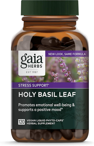 Gaia Herbs Holy Basil Leaf - Helps Sustain A Positive Mindset And Balance In Times Of Stress - An Adaptogenic Ayurvedic Herb - 120 Vegan Liq Phyto-Capsules (60-Day Supply)