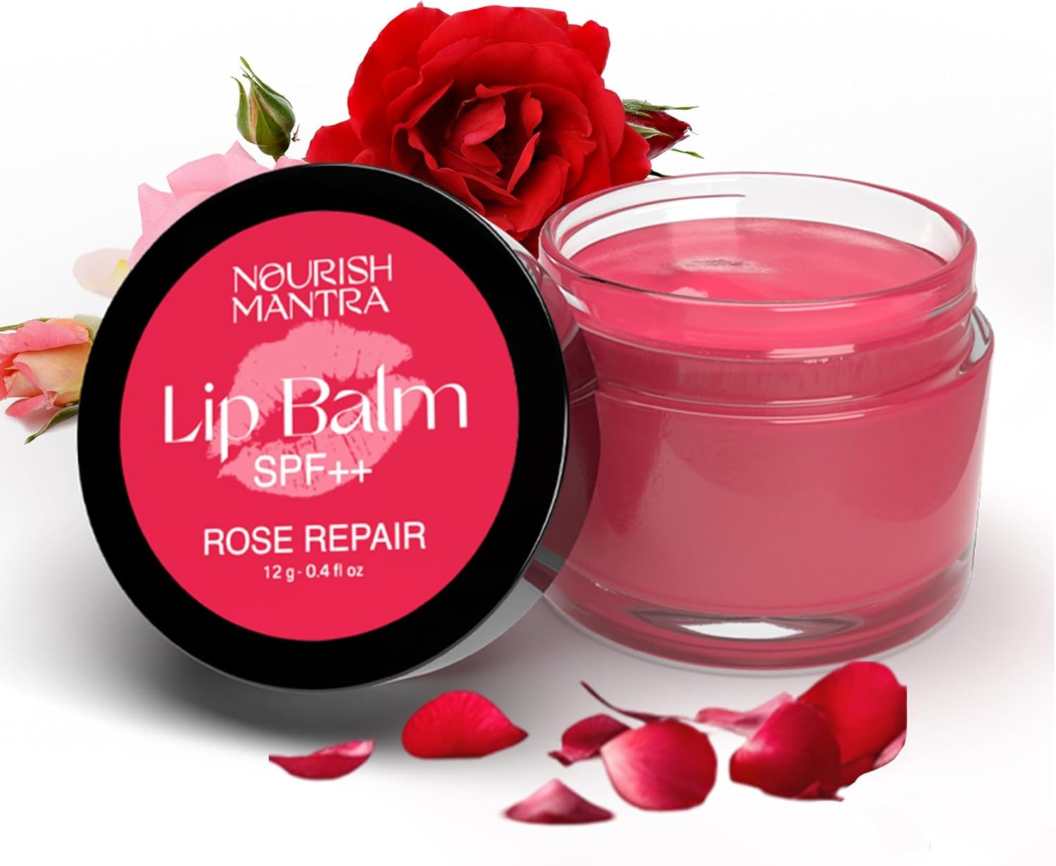 Nourish Mantra Rose Lip Balm With Spf | Made With Rose Extract, Olive Oil, Shea Butter, Vitamin E And Avocado Oil | For Dry, Chapped & Dark Lips | Best For Both Women And Men | 12G