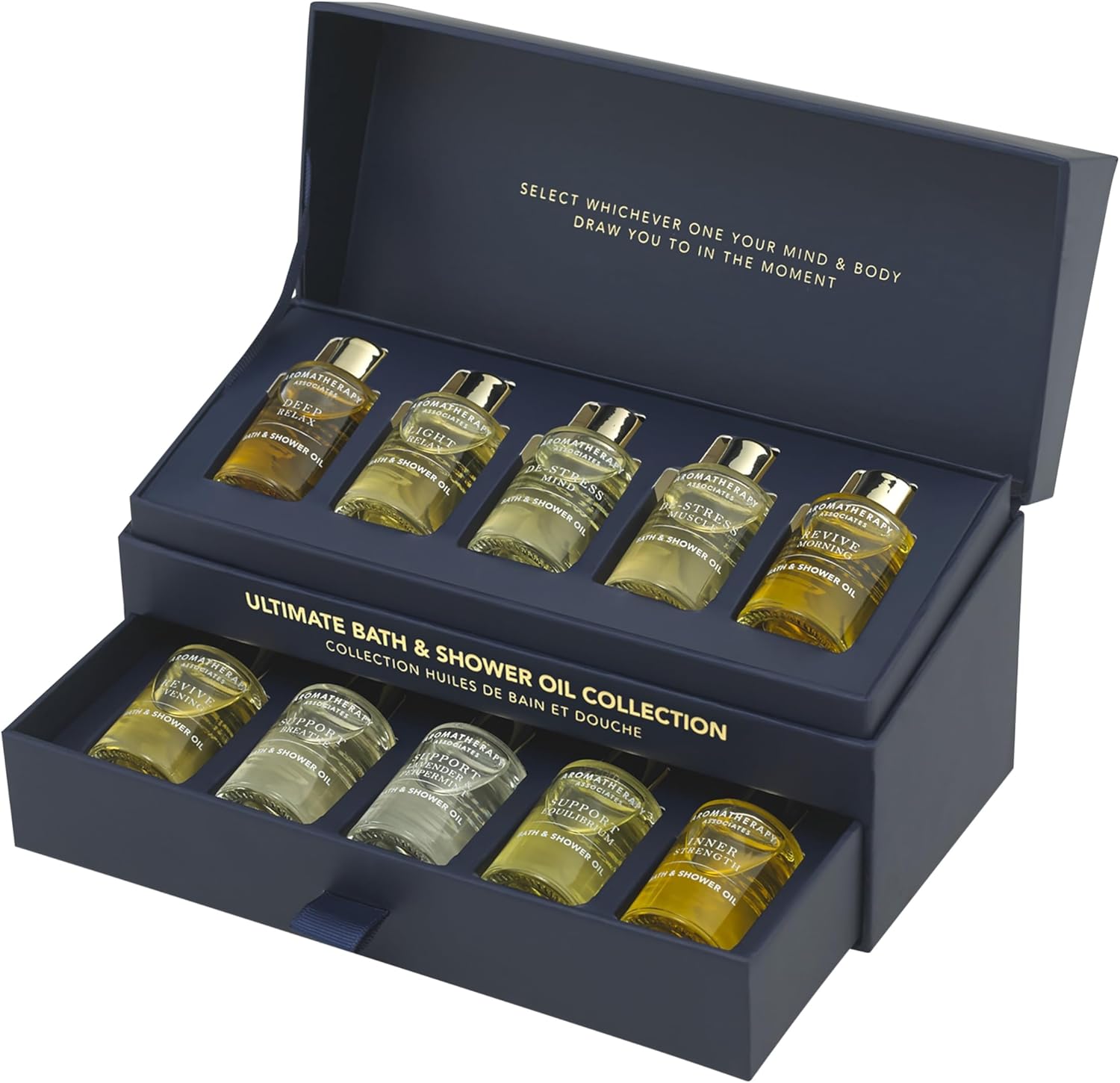 Aromatherapy Associates Ultimate Wellbeing Bath & Shower Oils Collection 10 X 9Ml - Infused With Essential Oils, The Purest, Ethically Viable, Natural, Raw Ingredients