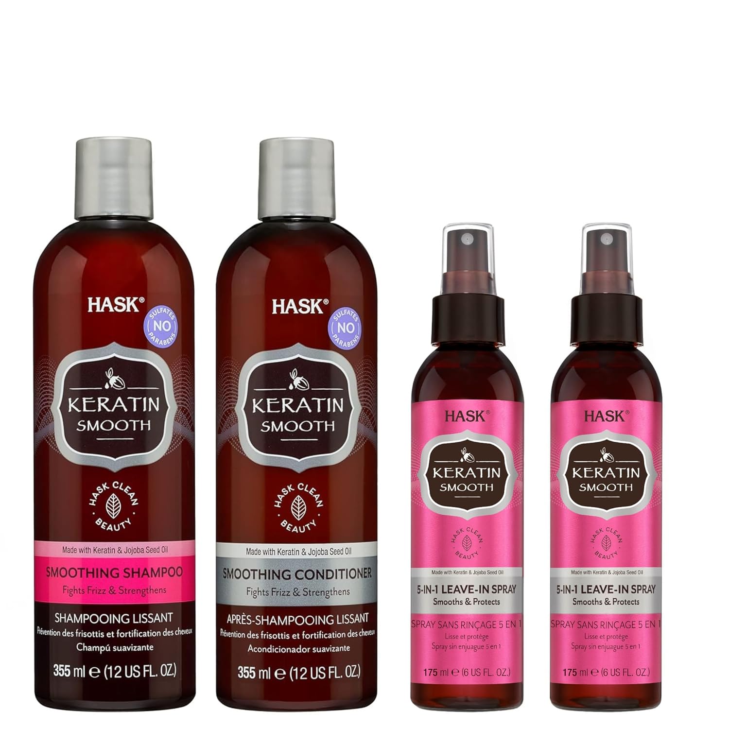 Hask Keratin Collection: 2 Keratin 5-In-1 Leave In Conditioner And 1 Keratin Shampoo And Conditioner Set