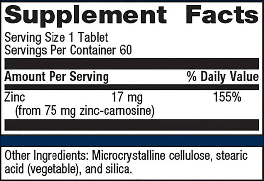 Metagenics Zinlori 75 - High Potency Zinc - Zinc-Carnosine Supplement- For Minor Stomach Discomfort* - Mineral Supplement - Non-Gmo & Gluten-Free - 60 Tablets