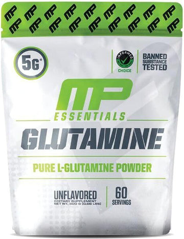 MusclePharm Essentials Glutamine, Pure L-Glutamine Powder Supplement for Post Workout Muscle Recovery, Energy & Gut Health, 5g L Glutamine Powder per Serving, Gluten-Free, Unflavored, 60 Servings