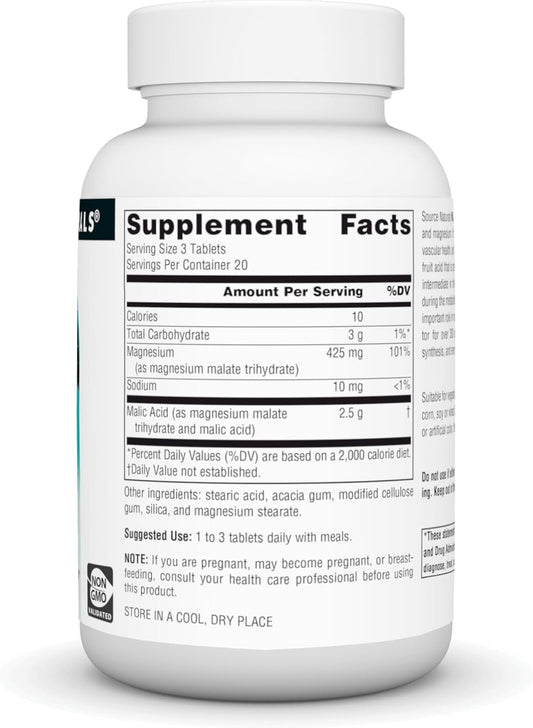 Source Naturals Malic Acid, Supports Muscles And Energy Production*, 2,500 Mg - 60 Tablets