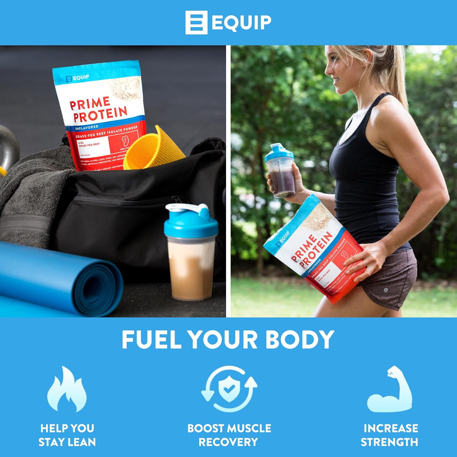 Equip Foods Prime Protein Powder Unflavored & Prime Protein Powder Salted Caramel : Health & Household