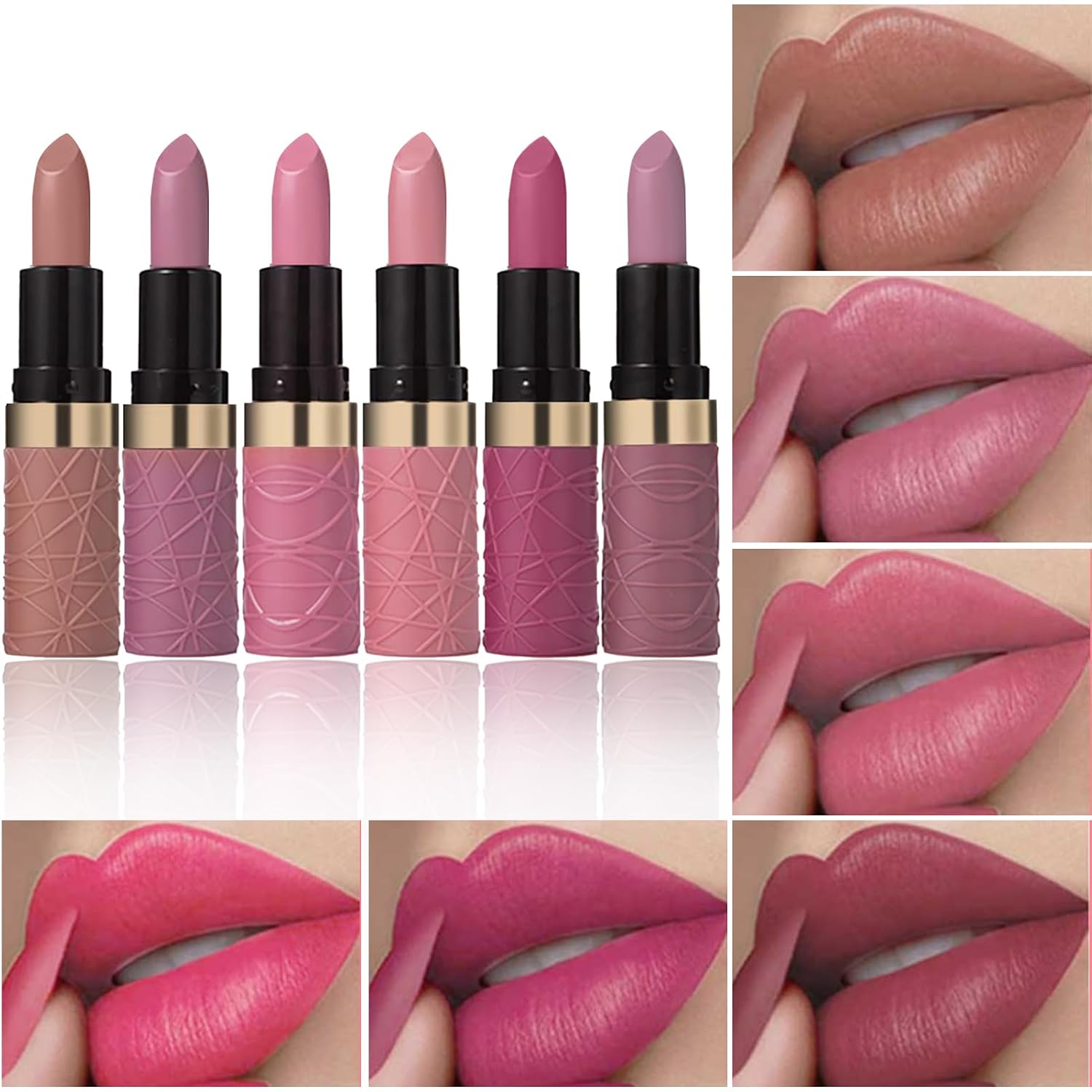 Bonnie Choice 3Pcs Metallic Glitter Lipstick Set, Mauve Red Pink Rose Gold Glitter Pearl Mermaid Shimmer Lipstick Sets For Women Waterproof Long Lasting 24 Hours Lip Stick Makeup Gift Sets-04#05#06