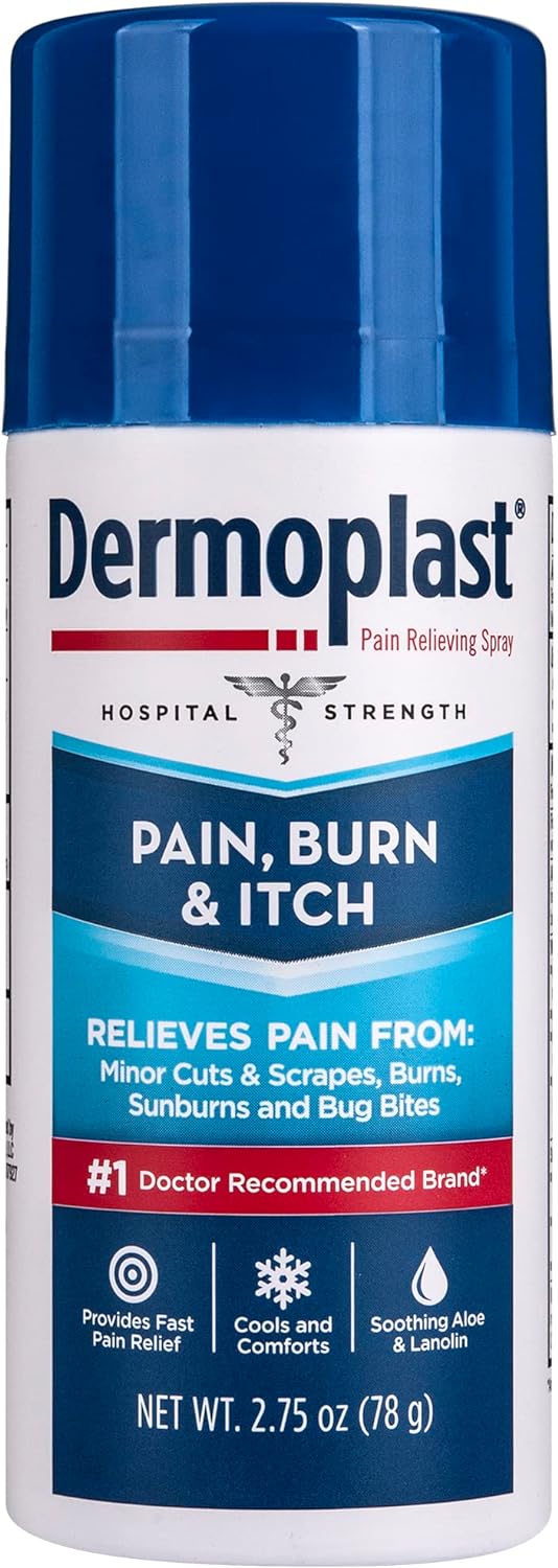 Dermoplast Pain, Burn & Itch Relief Spray for Minor Cuts, Burns and Bug Bites, 2.75 Oz (Packaging May Vary)