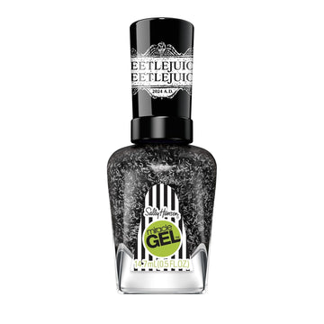 Sally Hansen Miracle Gel™, Beetlejuice Ghost With The Most, Long Lasting, Gel-Like Formula, No Uv Lamp Needed, Black Glitter Nail Polish