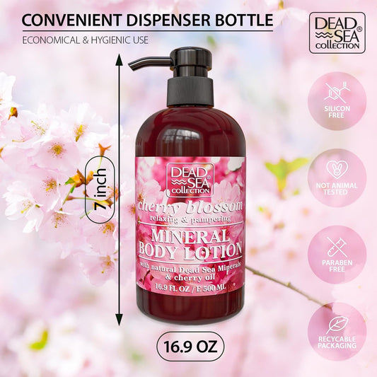 Dead Sea Collection Cherry Blossom Body Lotion - Nourishing Moisturizer For Women And Men - Rejuvenating Hand And Body Care For Dry Skin 16.9 Fl. Oz