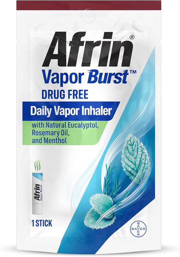 Afrin New Vapor Burst, On-The-Go Daily Inhaler, 100% Drug Free, Infused With Natural Eucalyptol, Rosemary Oil, And Menthol 0.8 Ml