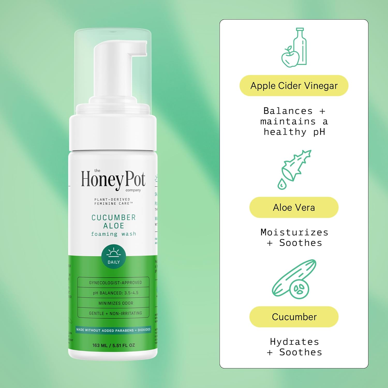 The Honey Pot Company - Heavy Liners & Cucumber Aloe Feminine Wash Bundle - Pads Infused w/Essential Oils - pH Balanced Feminine Products - Sanitary Pads - Feminine Care - FSA & HSA Eligible : Health & Household