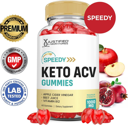 Speedy Keto Acv Gummies Advanced Formula 1000Mg Speedy Keto Gummies Apple Cider Vinegar Formulated With Pomegranate Beet Juice Powder B12 Vegan Non Gmo 60 Gummys (60 Count (Pack Of 1))