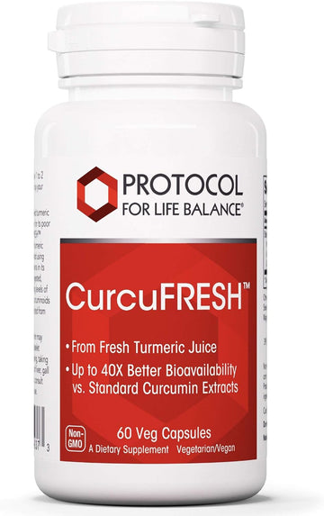 Protocol CurcuFRESH - Turmeric Curcumin 500mg - Standardized Turmeric Root Juice - 60 Veg Caps
