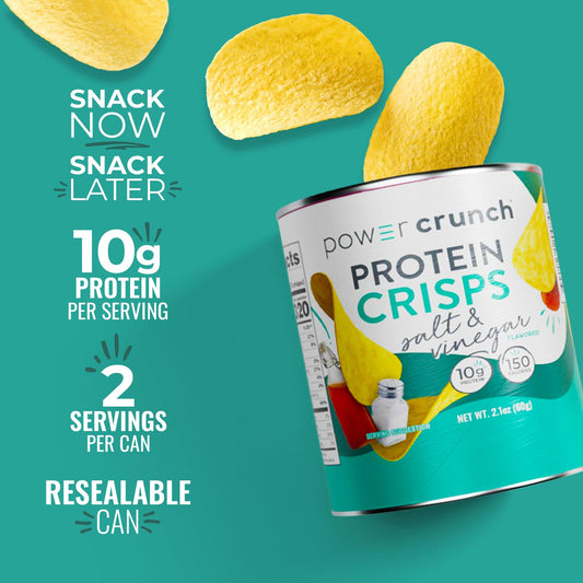 Power Crunch Protein Crisps, A Potato Style Protein Chip, Salt & Vinegar, 10G Of Protein, 1.05 Ounces Per Serving (Pack Of 6)