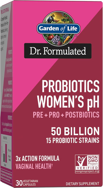 Garden Of Life Dr Formulated Once Daily 3-In-1 Complete Prebiotics, Postbiotics & Probiotics For Women, Pre + Pro + Postbiotic Supplement For Women’S Digestive, Immune & Vaginal Health, 30 Day Supply