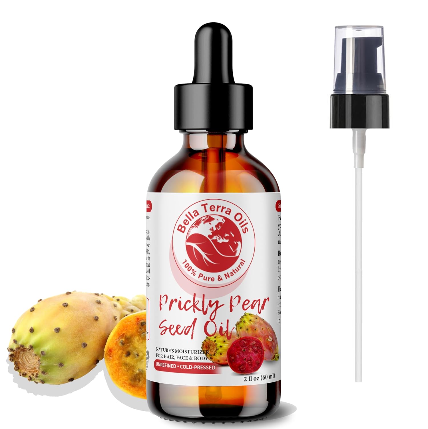 Bella Terra Oils - Prickly Pear Seed Oil 2oz - The Essence of Prickly Pear Cactus, A Haven of Vitamin A & Magnesium, an Elegant Addition to Your Routine