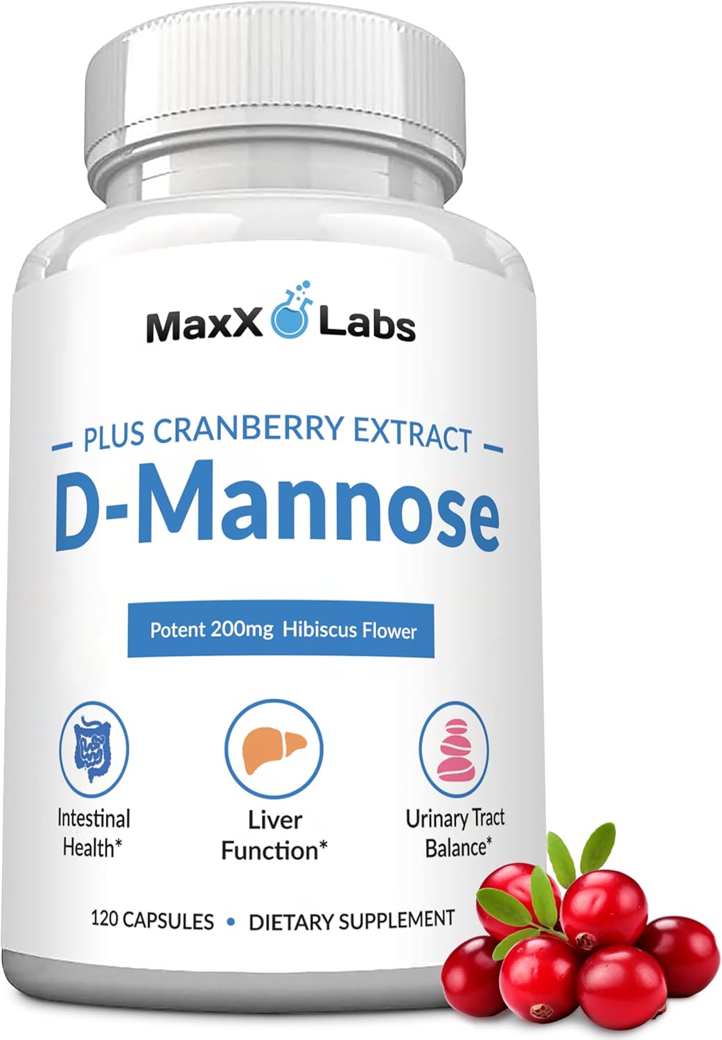 D Mannose 1000Mg - D-Mannose Cranberry Supplement With Hibiscus - Support Urinary Tract Health For Women & Men - Helps Overactive Bladder & Urinary Tract Infection - Dmannose Pills For Uti - 120 Pills